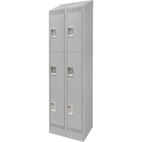 Lockers, 3 -tier, Bank of 2, 24" x 18" x 86", Steel, Grey, Knocked Down PB Rental Co. Ltd.