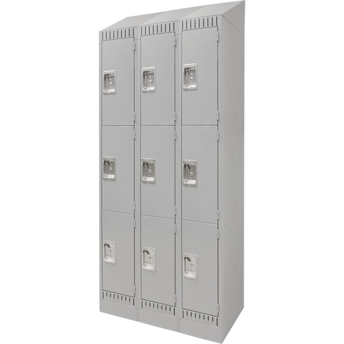 Lockers, 3 -tier, Bank of 3, 36" x 18" x 86", Steel, Grey, Knocked Down PB Rental Co. Ltd.