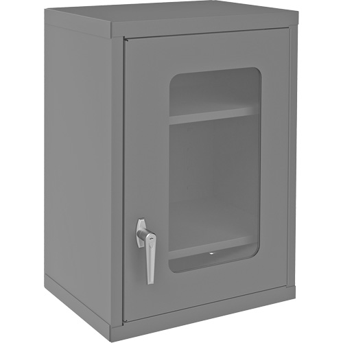 Armoire de rangement murale avec portes transparentes, 26-15/16" h x 18-1/8" la x 13-11/16" p, 2 tablettes, Acier, Gris PB Rental Co. Ltd.