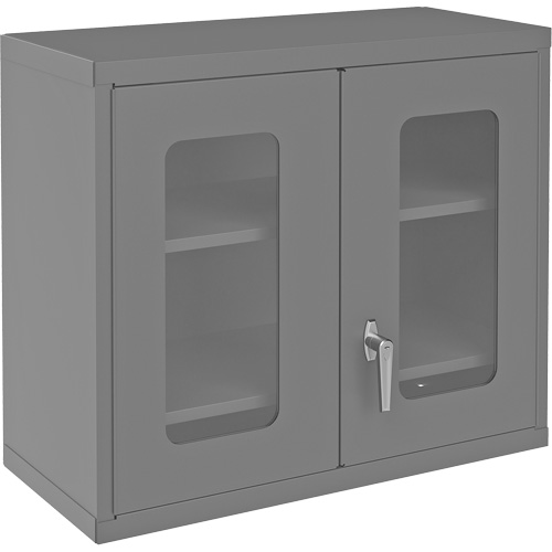 Wall-Mountable Storage Cabinet with Clearview Doors, 26-15/16" H x 29-7/8" W x 13-11/16" D, 2 Shelves, Steel, Grey PB Rental Co. Ltd.