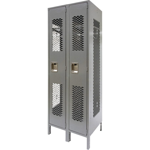 Vented Lockers, Bank of 2, 24" x 18" x 78", Steel, Grey, Knocked Down, Perforated PB Rental Co. Ltd.