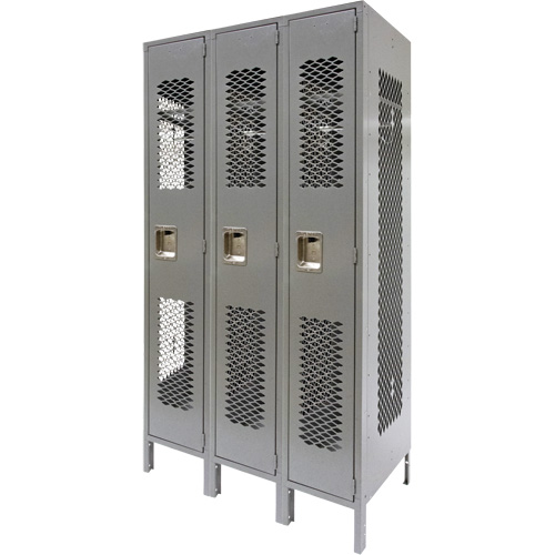 Casiers ventil&eacute;s, Bloc de 3, 36" x 18" x 78", Acier, Gris, D&eacute;mont&eacute;, Perfor&eacute; PB Rental Co. Ltd.