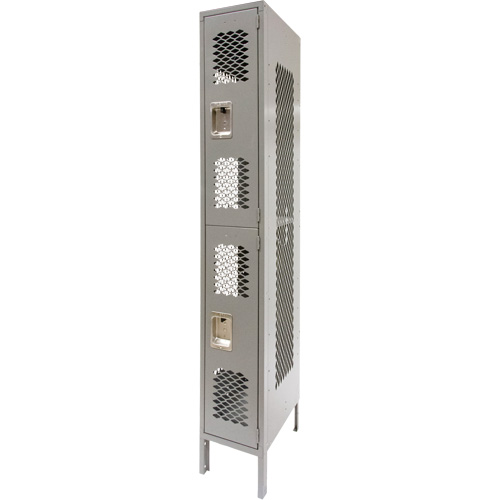 Vented Lockers, 2 -tier, 12" x 18" x 78", Steel, Grey, Knocked Down, Perforated PB Rental Co. Ltd.