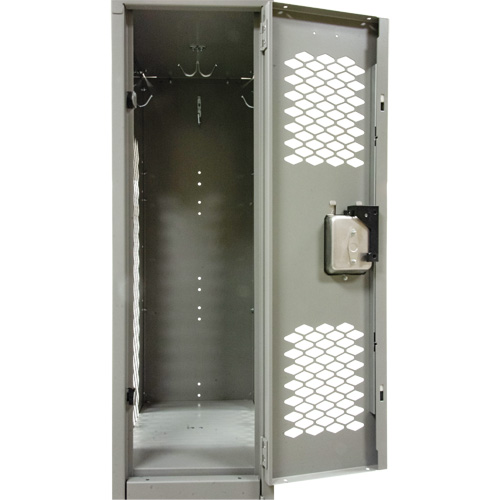 Vented Lockers, 2 -tier, Bank of 2, 24" x 18" x 88", Steel, Grey, Knocked Down, Perforated PB Rental Co. Ltd.