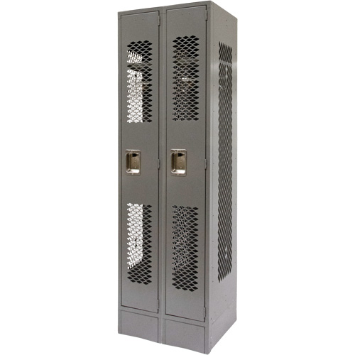 Vented Lockers, Bank of 2, 24" x 18" x 78", Steel, Grey, Knocked Down, Perforated PB Rental Co. Ltd.
