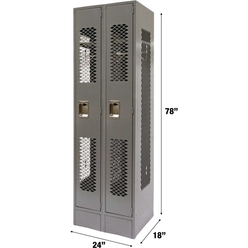 Vented Lockers, Bank of 2, 24" x 18" x 78", Steel, Grey, Knocked Down, Perforated PB Rental Co. Ltd.