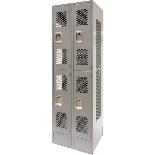 Casiers ventil&eacute;s, 2 niveaux, Bloc de 2, 24" x 18" x 78", Acier, Gris, D&eacute;mont&eacute;, Perfor&eacute; PB Rental Co. Ltd.