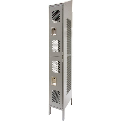 Vented Lockers, 2 -tier, 12" x 18" x 88", Steel, Grey, Knocked Down, Perforated PB Rental Co. Ltd.