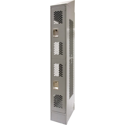Casiers ventil&eacute;s, 2 niveaux, 12" x 18" x 88", Acier, Gris, D&eacute;mont&eacute;, Perfor&eacute; PB Rental Co. Ltd.