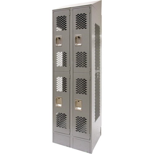 Casiers ventil&eacute;s, 2 niveaux, Bloc de 2, 24" x 18" x 88", Acier, Gris, D&eacute;mont&eacute;, Perfor&eacute; PB Rental Co. Ltd.