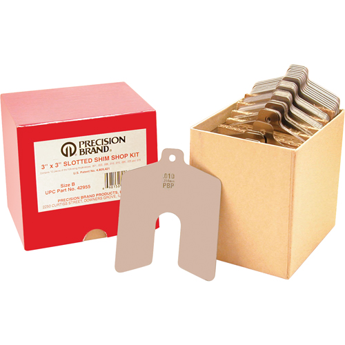 Slotted Shim Assortments, 2" L x 0.001"- 0.075" Thickness, 2" W, Stainless Steel PB Rental Co. Ltd.