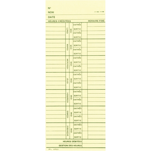 Cartes de temps PB Rental Co. Ltd.