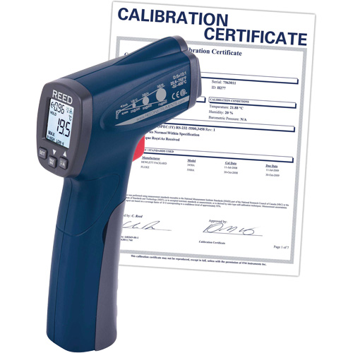 Thermom&egrave;tre &agrave; infrarouge avec certificat de calibration, -25,6°- 752° F ( -32° - 400° C ), 12:1, &eacute;missivit&eacute; Ajustable PB Rental Co. Ltd.