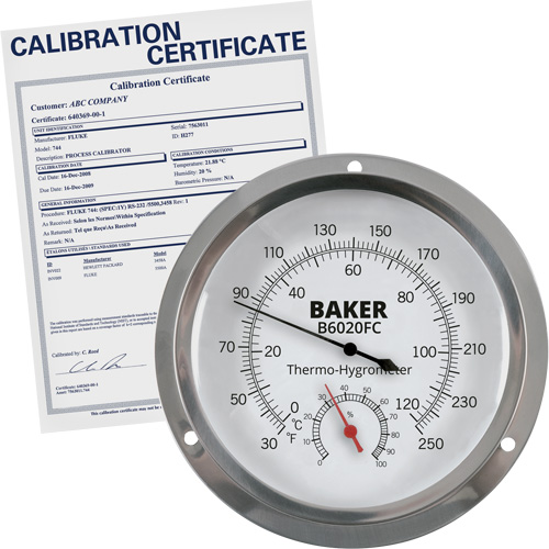 Thermo-hygrom&egrave;tre &agrave; cadran avec certificat ISO, 0,0% - 100% RH, 30 - 250°F (0 - 120°C) PB Rental Co. Ltd.