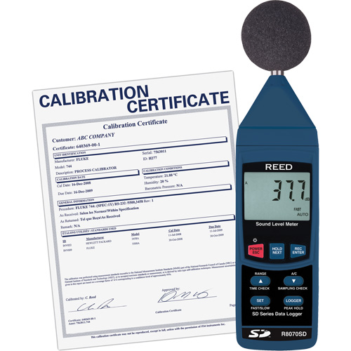 Ensemble sonom&egrave;tre &agrave; enregistrement de donn&eacute;es avec certificat de calibration PB Rental Co. Ltd.