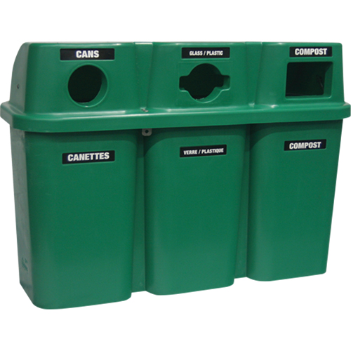Contenants de recyclage Bullseye, Bord de rue, Plastique, 3 x 22 gal. US PB Rental Co. Ltd.