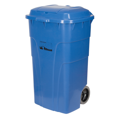 Bac de recyclage roulant, Bord de rue, Poly&eacute;thyl&egrave;ne, 65 gal. US PB Rental Co. Ltd.