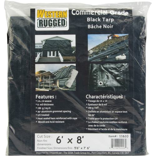 Tarp, Light Industrial Duty, Black, 6' x 8' x 8 mils PB Rental Co. Ltd.
