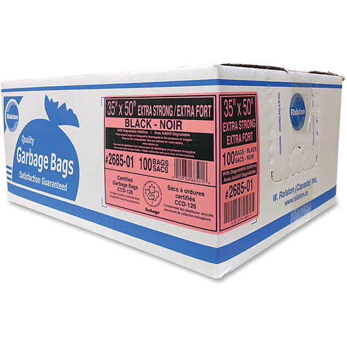 Industrial Garbage Bags, X-Strong, 50" W x 35" L, 1.17 mils, Black PB Rental Co. Ltd.