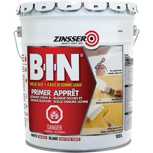 Appr&ecirc;t-scellant &agrave; base de gomme-laque B-I-N, 18,9 L, Seau, Blanc teintable PB Rental Co. Ltd.