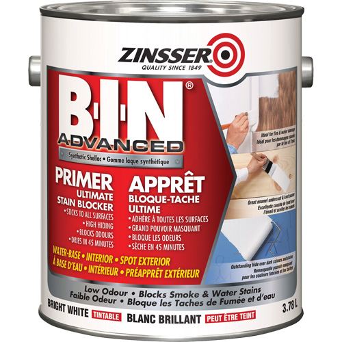 Appr&ecirc;t avanc&eacute; &agrave; base de gomme-laque synth&eacute;tique B-I-N, 3,78 L, Gallon, Blanc brillant teintable PB Rental Co. Ltd.
