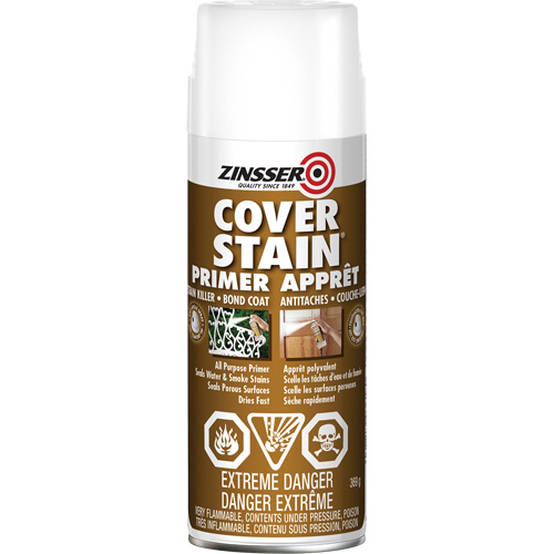 Scellant d'appr&ecirc;t &agrave; base d'huile Cover Stain, Canette a&eacute;rosol, Blanc PB Rental Co. Ltd.