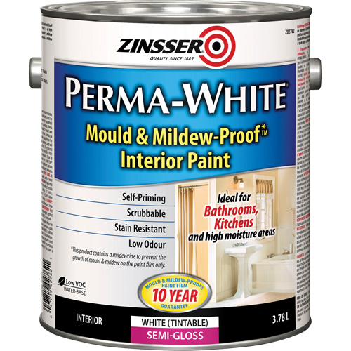 Perma-White&reg; Mold & Mildew-Proof Interior Paint, 3.78 L, Gallon, White PB Rental Co. Ltd.