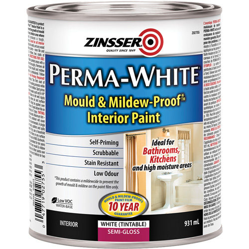 Perma-White&reg; Mold & Mildew-Proof Interior Paint, 931 ml, Can, White PB Rental Co. Ltd.