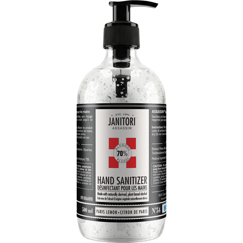 D&eacute;sinfectant pour les mains 54 Assassin, 500 ml, Bouteille &agrave; pompe, 70 % alcool PB Rental Co. Ltd.