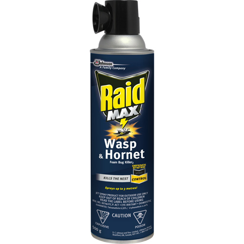 Mousse insecticide contre les gu&ecirc;pes et les frelons Raid Max, 500 g, Canette a&eacute;rosol, &agrave; base de solvant PB Rental Co. Ltd.