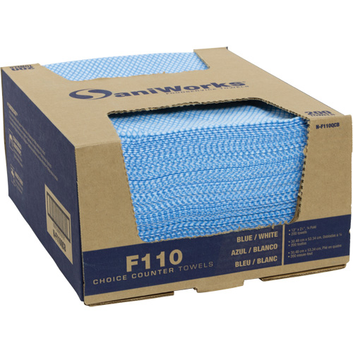 SaniWorks&reg; Choice Counter Cloths, Blue/White PB Rental Co. Ltd.