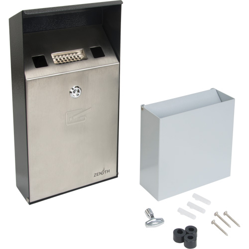 Smoking Receptacle, Wall-Mount, Stainless Steel, 1 Litre Capacity, 11-4/5" Height PB Rental Co. Ltd.
