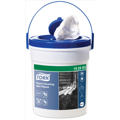 Lingettes humides nettoyantes pour les mains en seau, 58 lingettes, 10-3/5" x 10-3/5" PB Rental Co. Ltd.