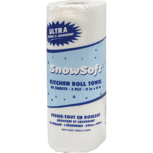 Essuie-tout pour cuisines de premi&egrave;re qualit&eacute; Snow Soft, 2 Pli, 85 Feuilles/rouleau, 8" la, 11" lo PB Rental Co. Ltd.