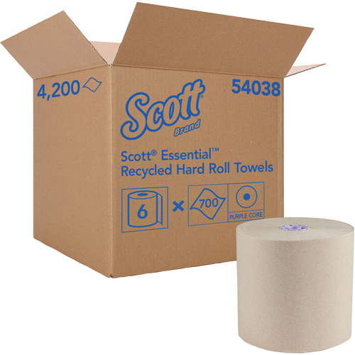 Essuie-mains bruns en fibres recycl&eacute;es &agrave; 100 % &agrave; enroulement serr&eacute; Essential, 1 pli, Standard, 700' lo PB Rental Co. Ltd.
