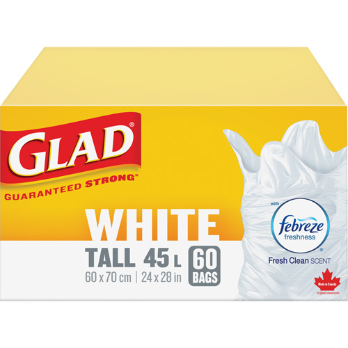 Tall 45L Febreze Garbage Bags, Regular, 24" W x 28" L, White PB Rental Co. Ltd.