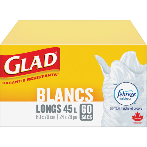 Tall 45L Febreze Garbage Bags, Regular, 24" W x 28" L, White PB Rental Co. Ltd.