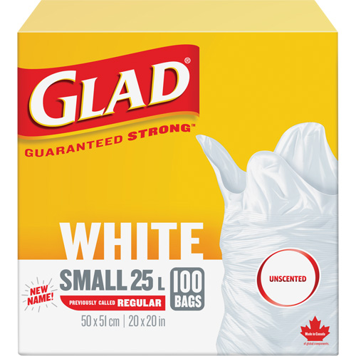 Petits sacs &agrave; ordures 25 L sans parfum, R&eacute;gulier, 20" la x 20" lo, Blanc PB Rental Co. Ltd.