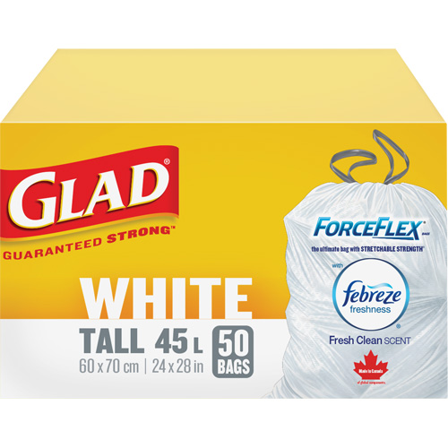 Tall 45L Febreze Garbage Bags, Regular, 24" W x 28" L, White PB Rental Co. Ltd.