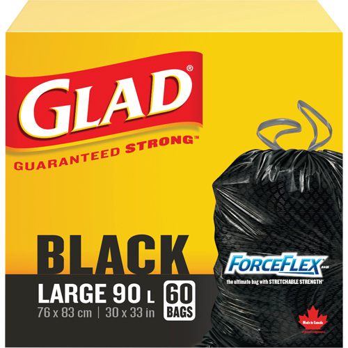 90L Garbage Bags, Regular, 30" W x 33" L, Black PB Rental Co. Ltd.