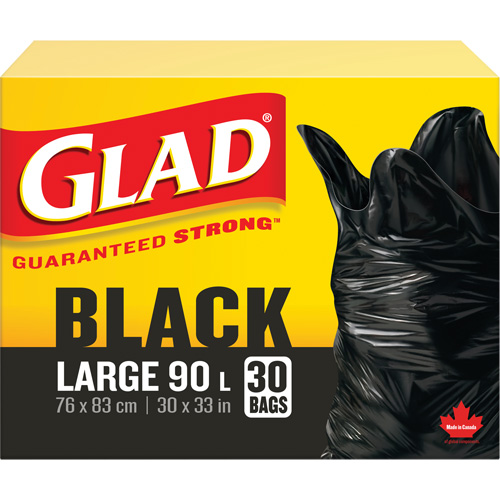 90L Garbage Bags, Regular, 30" W x 33" L, Black PB Rental Co. Ltd.