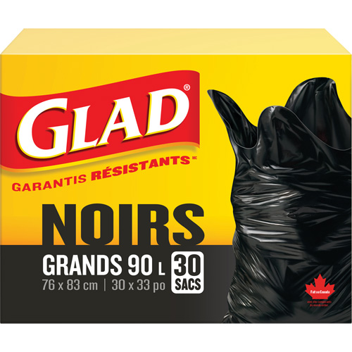 90L Garbage Bags, Regular, 30" W x 33" L, Black PB Rental Co. Ltd.