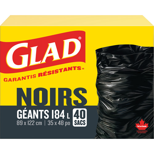 Sacs &agrave; ordures 184 L, R&eacute;gulier, 35" la x 48" lo, Noir PB Rental Co. Ltd.