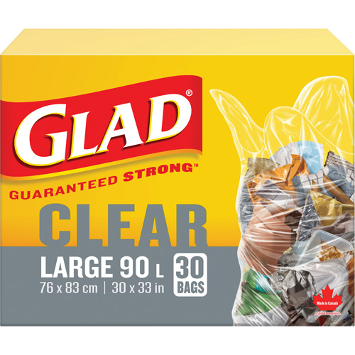 90L Garbage Bags, Regular, 30" W x 33" L, Clear PB Rental Co. Ltd.