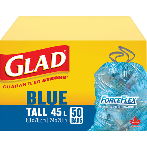 Sacs de recyclage 45 L, R&eacute;gulier, 24" la x 28" lo, Bleu PB Rental Co. Ltd.