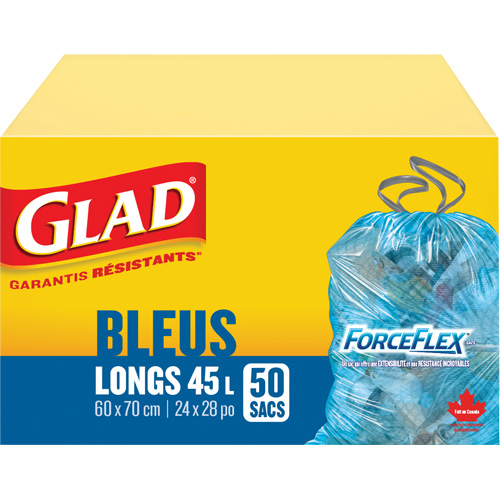 Sacs de recyclage 45 L, R&eacute;gulier, 24" la x 28" lo, Bleu PB Rental Co. Ltd.