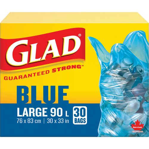 Sacs de recyclage 45 L, R&eacute;gulier, 30" la x 33" lo, Bleu PB Rental Co. Ltd.