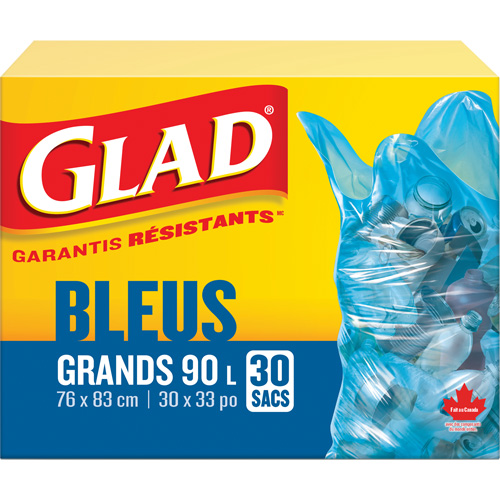 Sacs de recyclage 45 L, R&eacute;gulier, 30" la x 33" lo, Bleu PB Rental Co. Ltd.