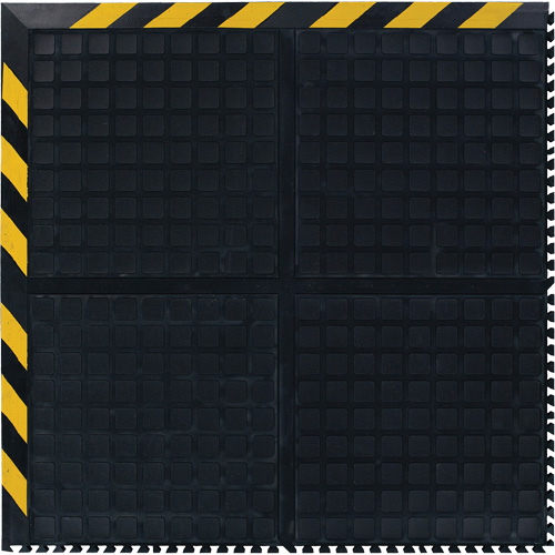 Hog Heaven&reg; Modular Tile 18"  - Corner, Corrugated, 3-1/3' x 3-1/3' x 3/4", Black/Yellow, Nitrile PB Rental Co. Ltd.