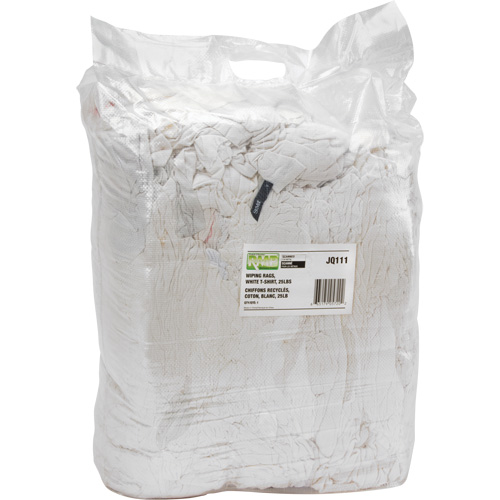 Chiffons fabriqu&eacute;s &agrave; partir de mat&eacute;riaux recycl&eacute;s, Coton, Blanc, 25 lb PB Rental Co. Ltd.